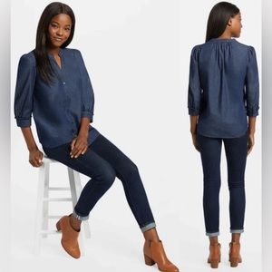 Draper James Naisha Long Sleeve Denim Shirt Size Medium.